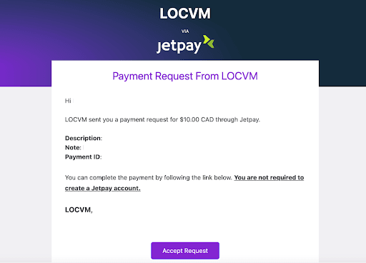 JetPay Email Screenshot