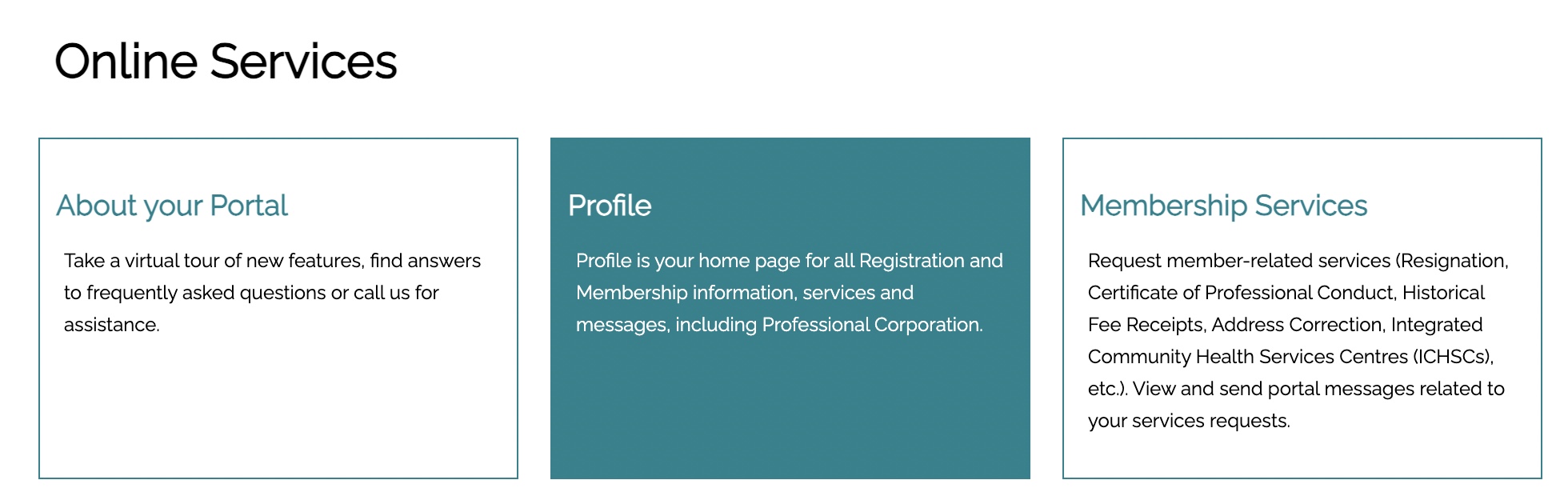 CPSO Member Portal - Profile section screenshot